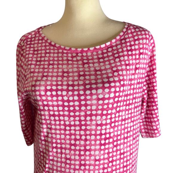 Chico's Dotty Bateau Elbow Sleeve 100% Pima Cotton Tee, Very Cherry, Large, NWT - Picture 2 of 6